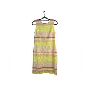 🌼‎ Ann Taylor Colorblock Lace Sheath Dress – Size 8 – Multicolor – Sleeveless
